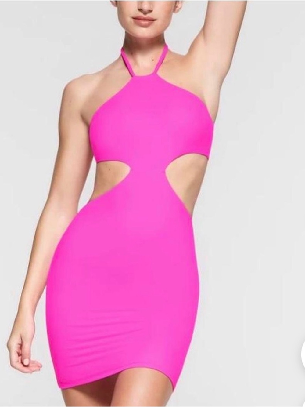 NWT SKIMS fits everyone Neon Pink Halter Dress